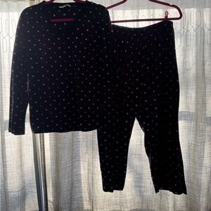 Polka Dot Pajama Set - Black and Pink